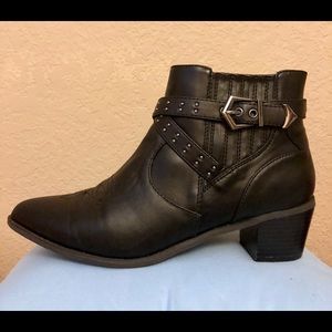 Paxx Buckle Detail Western Ankle Boot